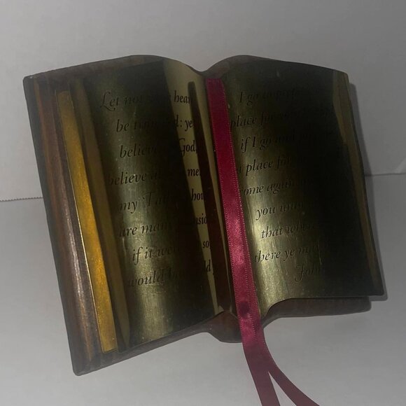 HOME INTERIORS BIBLE METAL & WOOD, HANGS AND SITS~ JOHN 14:1-3 verse VINTAGE - Picture 3 of 5